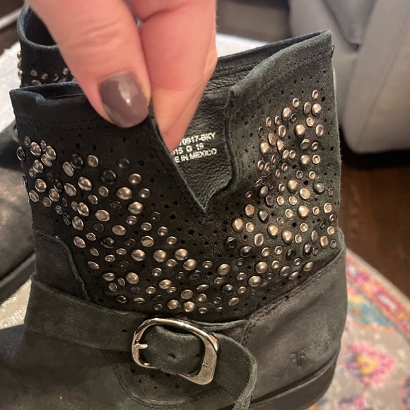 Frye sparkly leather biker ankle boots W10 - Picture 2 of 6